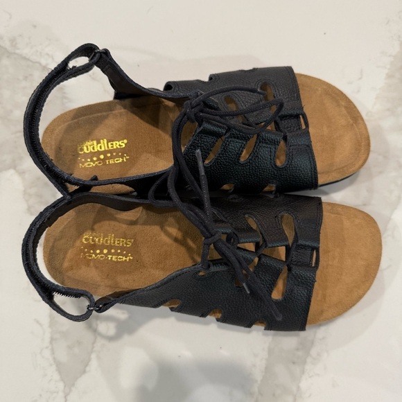 Cobbie Cuddlers Lace Up Leather Sandals Women’s 9 Black Comfort Insole Casual - Picture 6 of 10